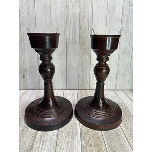 Vintage Heavy Metal Baluster Set of 2 Candlestick Holders Home Decor 8.5" Tall